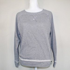 Rewash All Gray Long Sleeve Crew Neck Fringe Design Sweater - Size Small